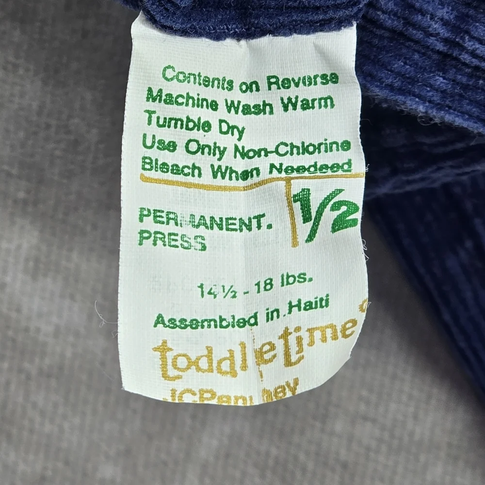 Toddle Time Vintage Navy Blue Corduroy Overalls